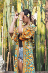 Boho Robe, Kimono Robe, Beach Cover up, Calla in Orange