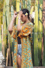 Boho Robe, Kimono Robe, Beach Cover up, Camila Calla in Orange