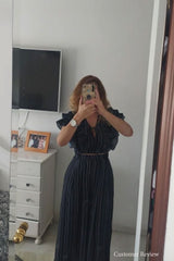 Vintage Two Piece Set, Boho Matching Crop Top and Palazzo Pant, Glamour Blue