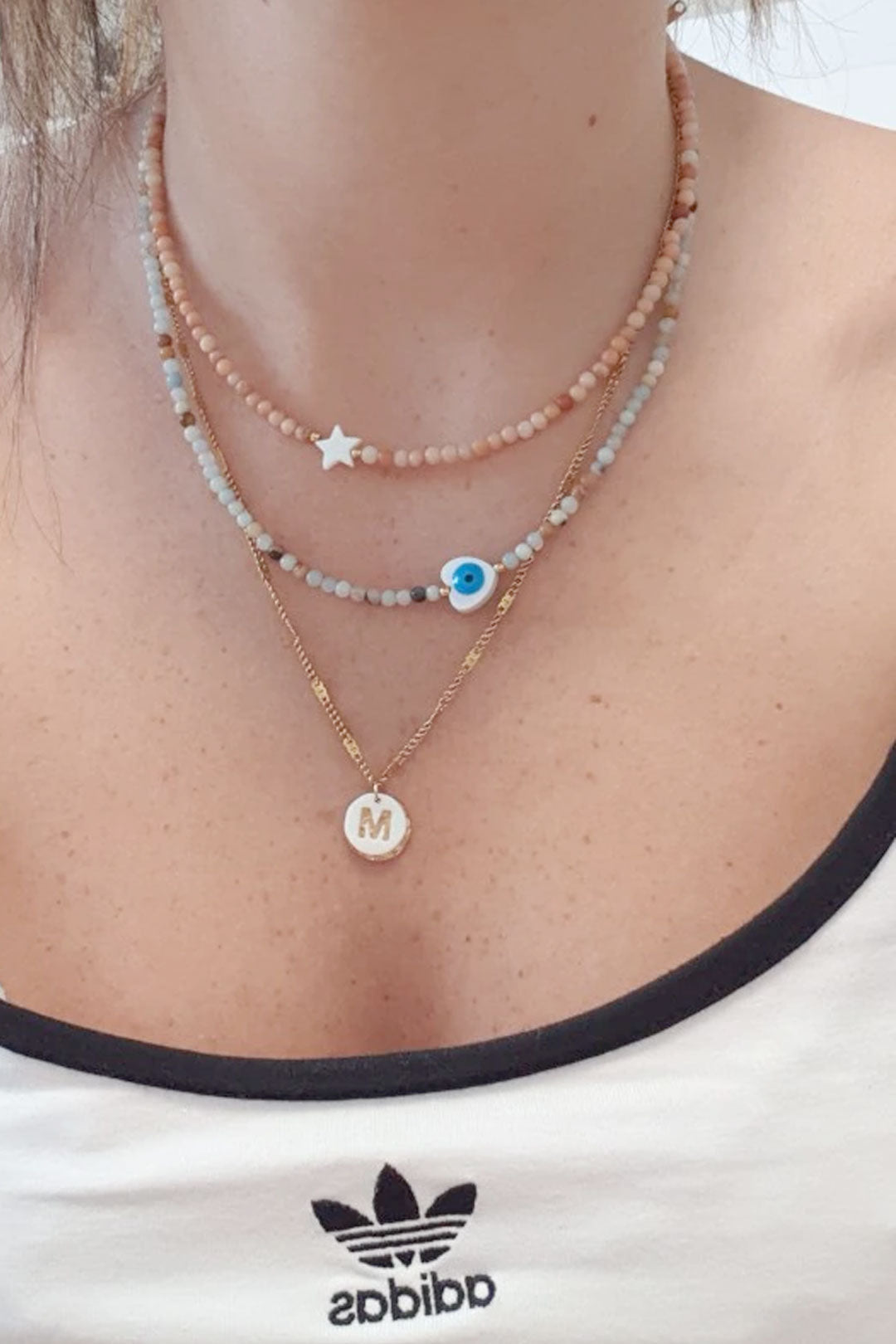 Boho  Personalized Custom Necklace, DIY Letter Name and Evil Eye Choker
