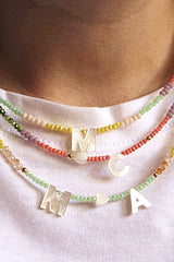 Boho  Personalized Custom Necklace, DIY Letter Name and Evil Eye Choker