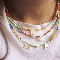 Boho  Personalized Custom Necklace, DIY Letter Name and Evil Eye Choker