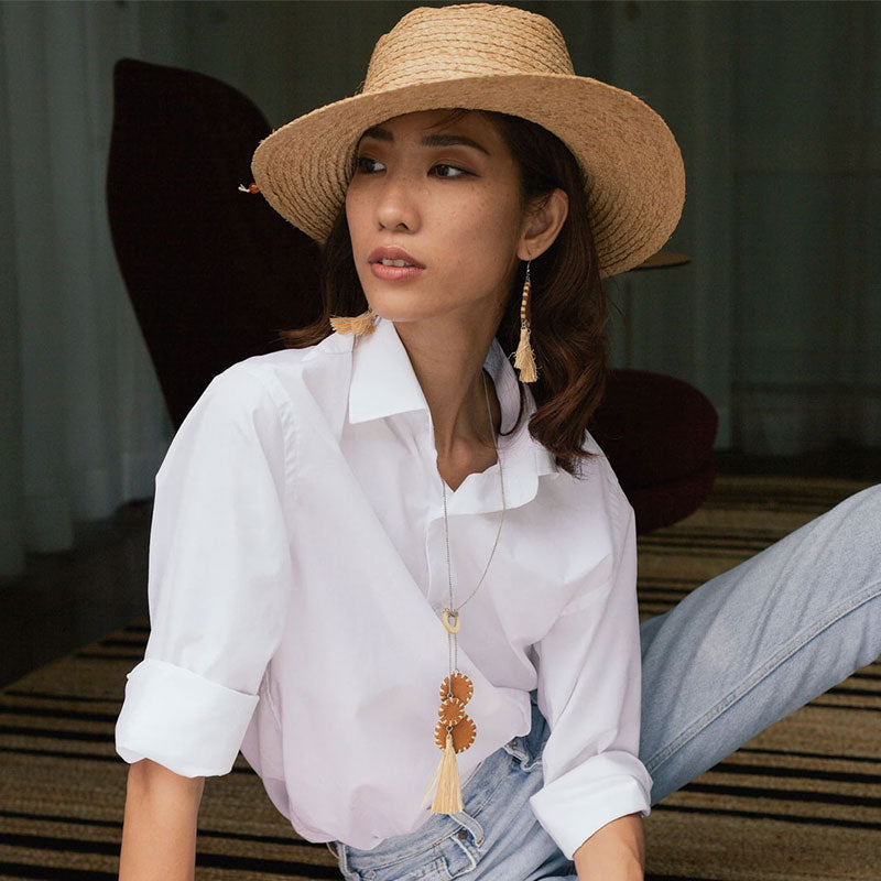 Boho Hat, Sun Beach Hat, Raffia Hat, Fedora Darcy Hat in Beige
