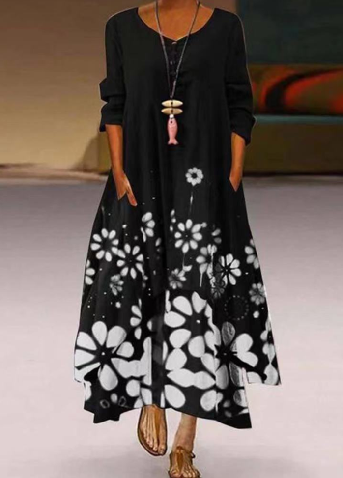 Irregular Hem Printed Dress