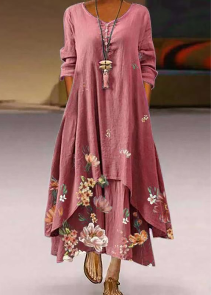 Irregular Hem Printed Dress