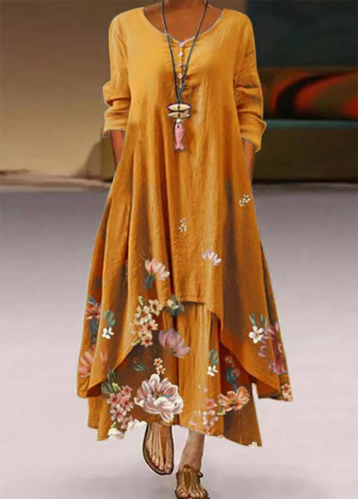 Irregular Hem Printed Dress