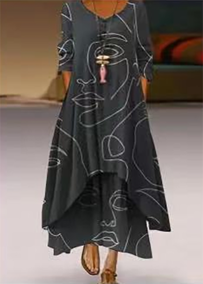 Irregular Hem Printed Dress