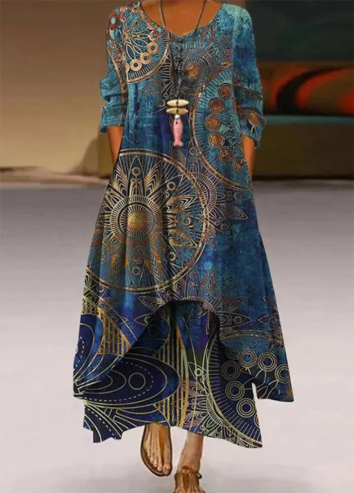 Irregular Hem Printed Dress