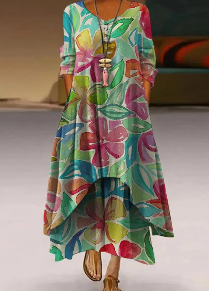 Irregular Hem Printed Dress