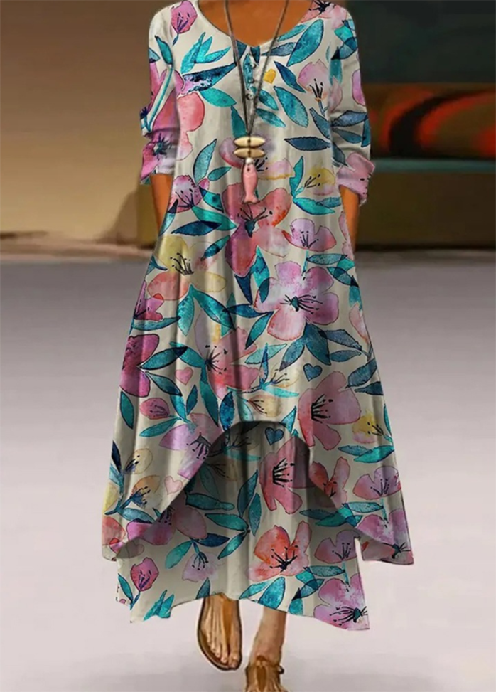 Irregular Hem Printed Dress
