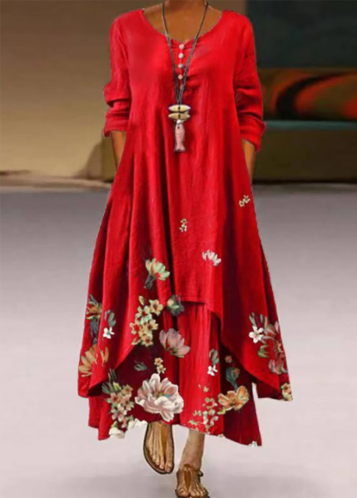 Irregular Hem Printed Dress