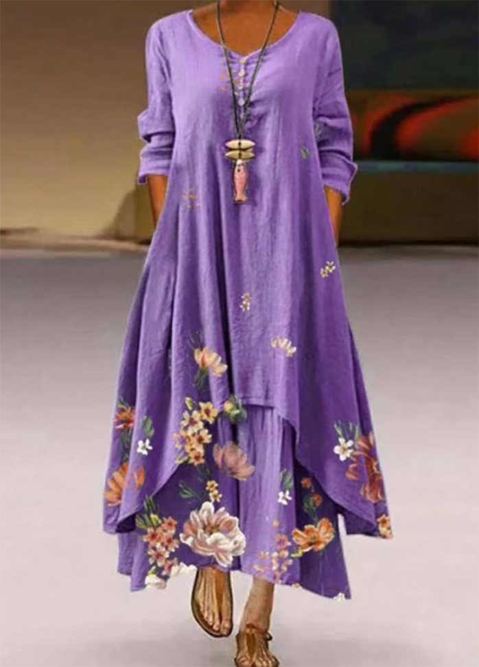 Irregular Hem Printed Dress