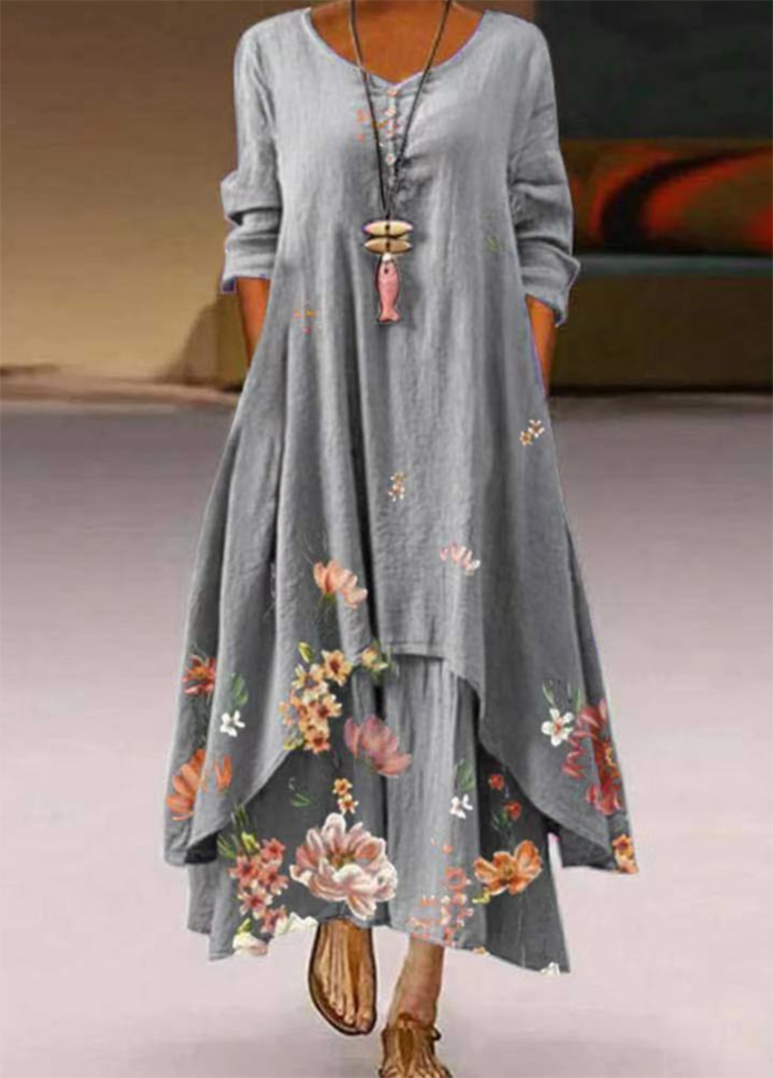 Irregular Hem Printed Dress