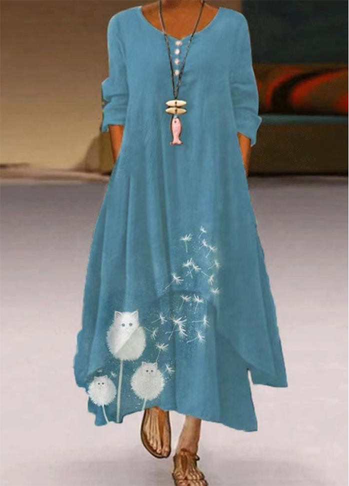 Irregular Hem Printed Dress