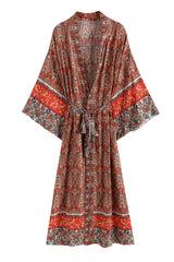 Boho Robe, Kimono Robe,  Beach Cover up, Red Egyptian Star