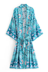 Boho Robe, Kimono Robe,  Beach Cover up, Eulalie Bluebell