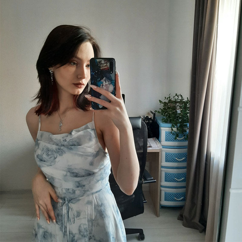 Vintage Dress - Boho Maxi Dress - Floral Print French Women Dress - Summer Strappy Dress Eloise