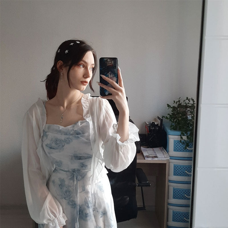 Vintage Dress - Boho Maxi Dress - Floral Print French Women Dress - Summer Strappy Dress Eloise