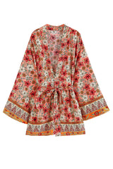 Boho Robe, Kimono Robe,  Beach Cover up, Short Robe, Sunshine Blossom