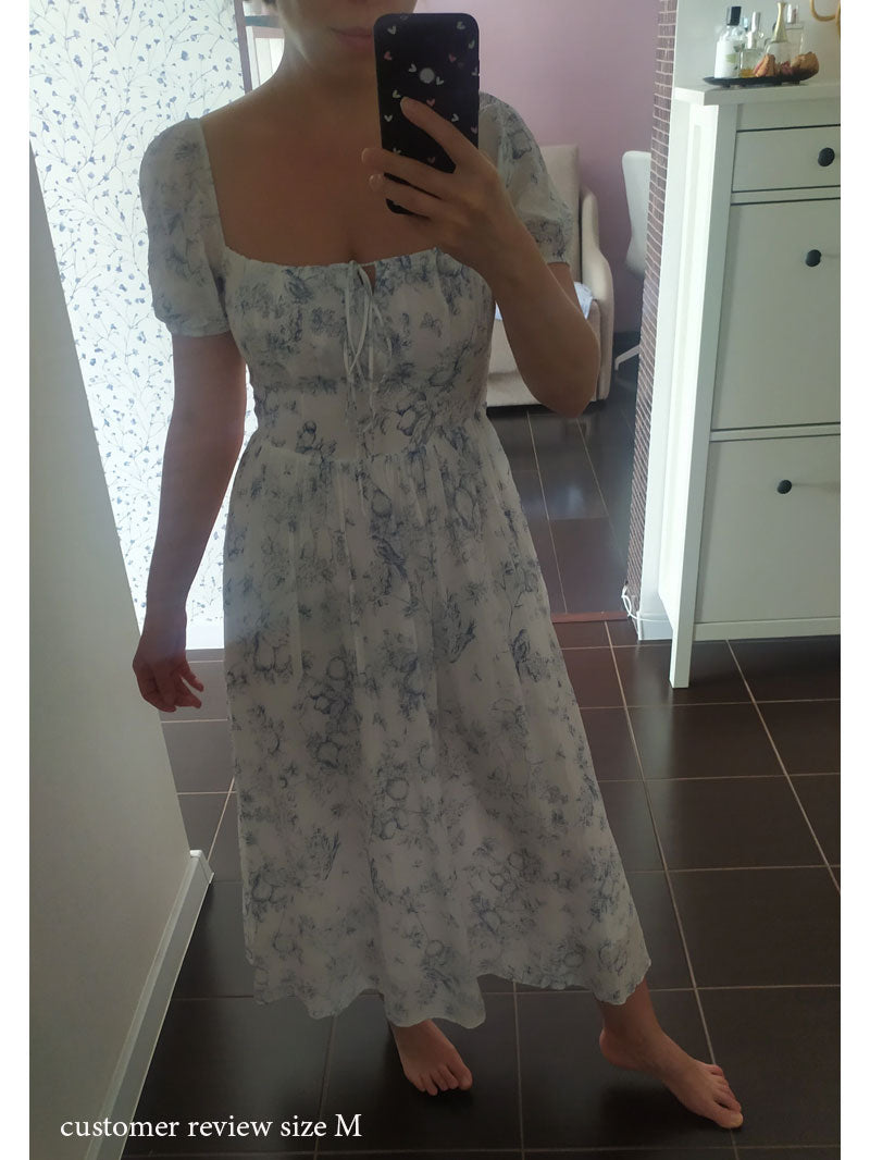 Vintage Dress - Boho Maxi Dress - Floral Print French Women Dress - Summer Smock Dress Eloise