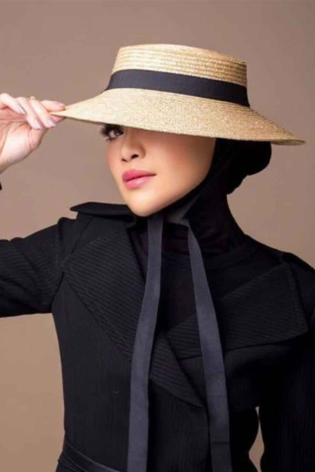 Boho Hat, Sun Hat, Beach Hat, Wide Brim Straw Hat 9 cm, Emma Black Ribbon