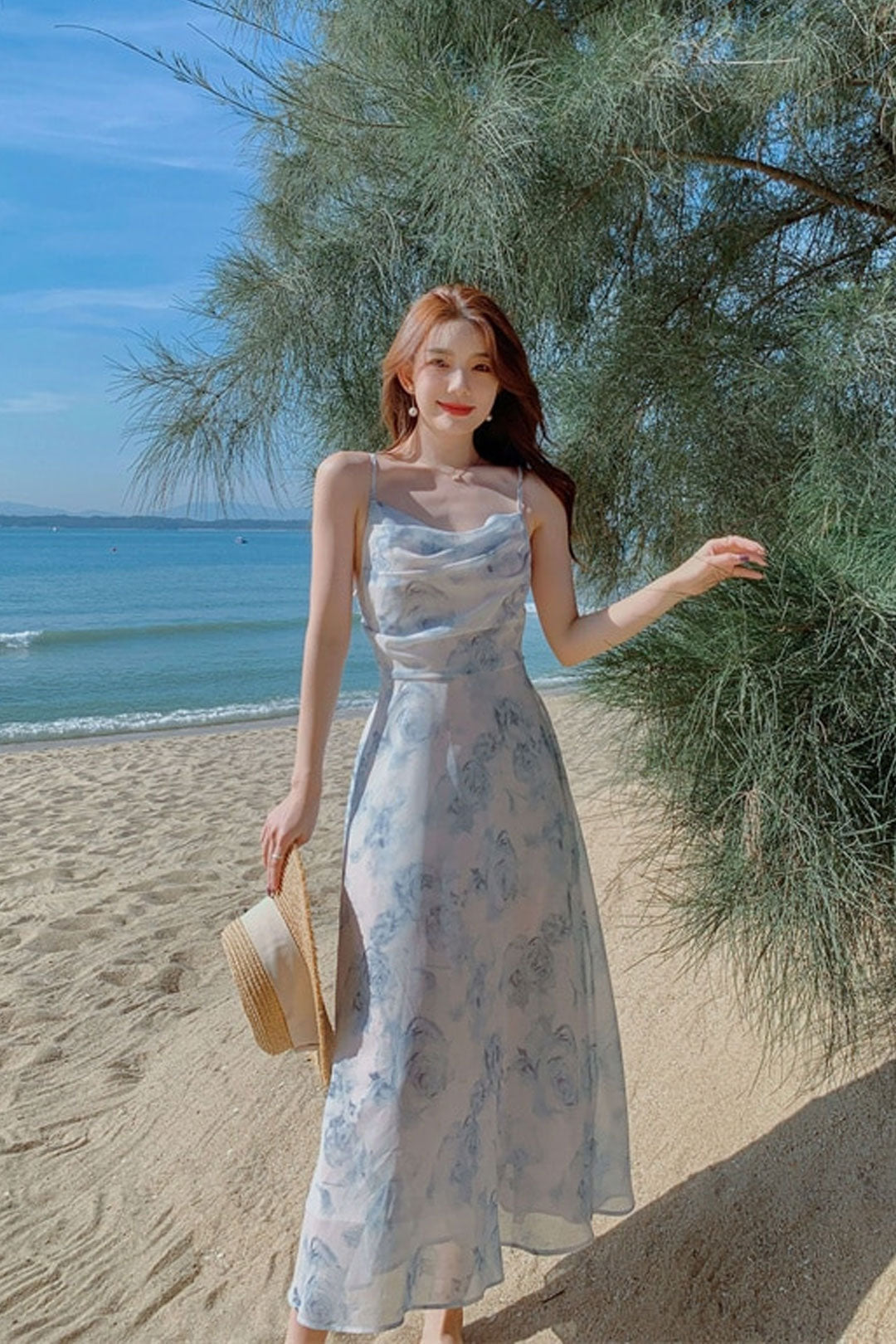 Vintage Dress - Boho Maxi Dress - Floral Print French Women Dress - Summer Strappy Dress Eloise