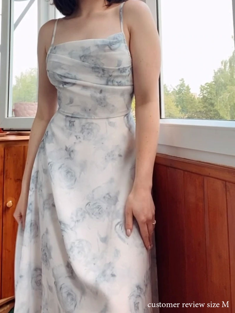 Vintage Dress - Boho Maxi Dress - Floral Print French Women Dress - Summer Strappy Dress Eloise