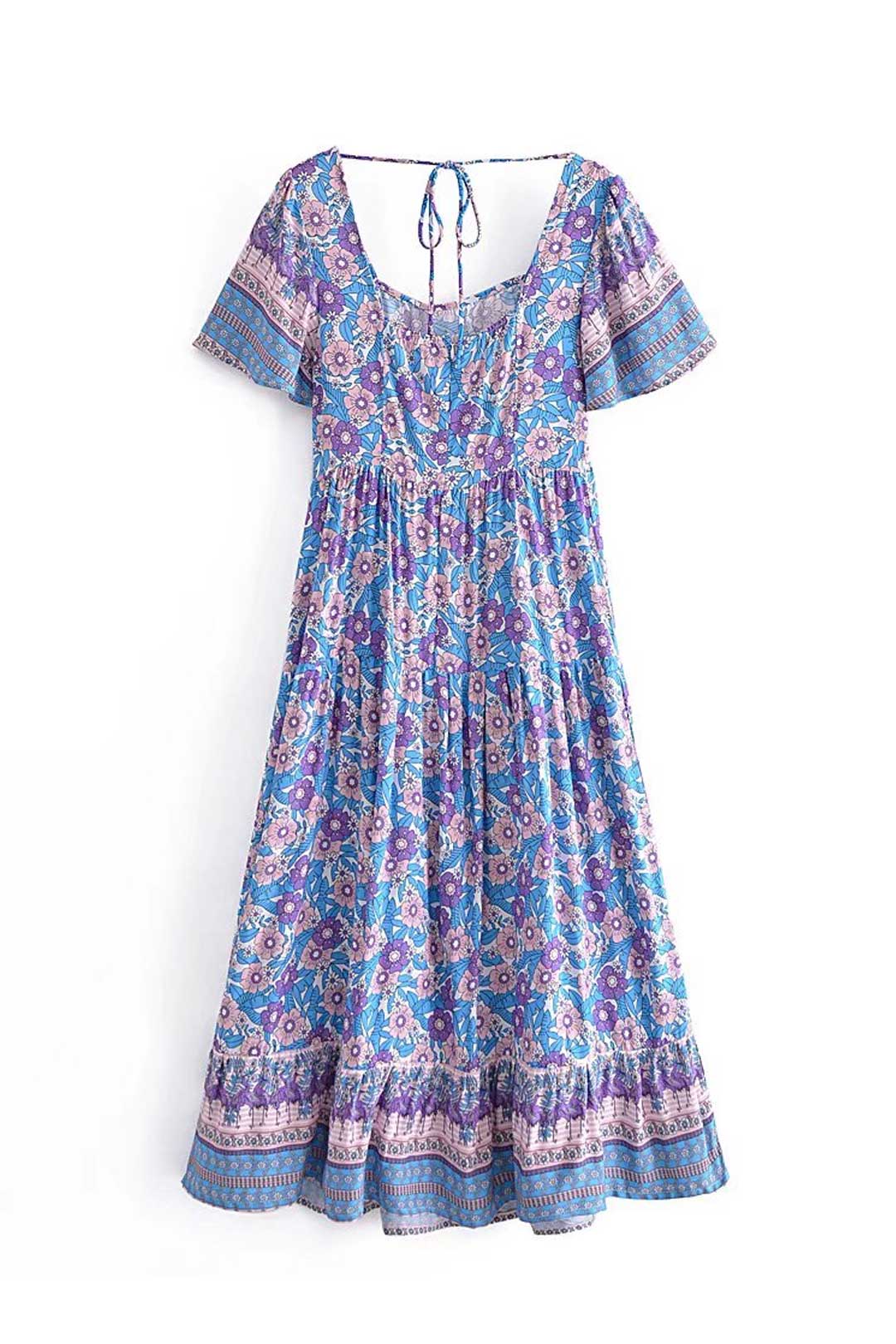 Boho Midi Dress, Sundress, Lavender Silene