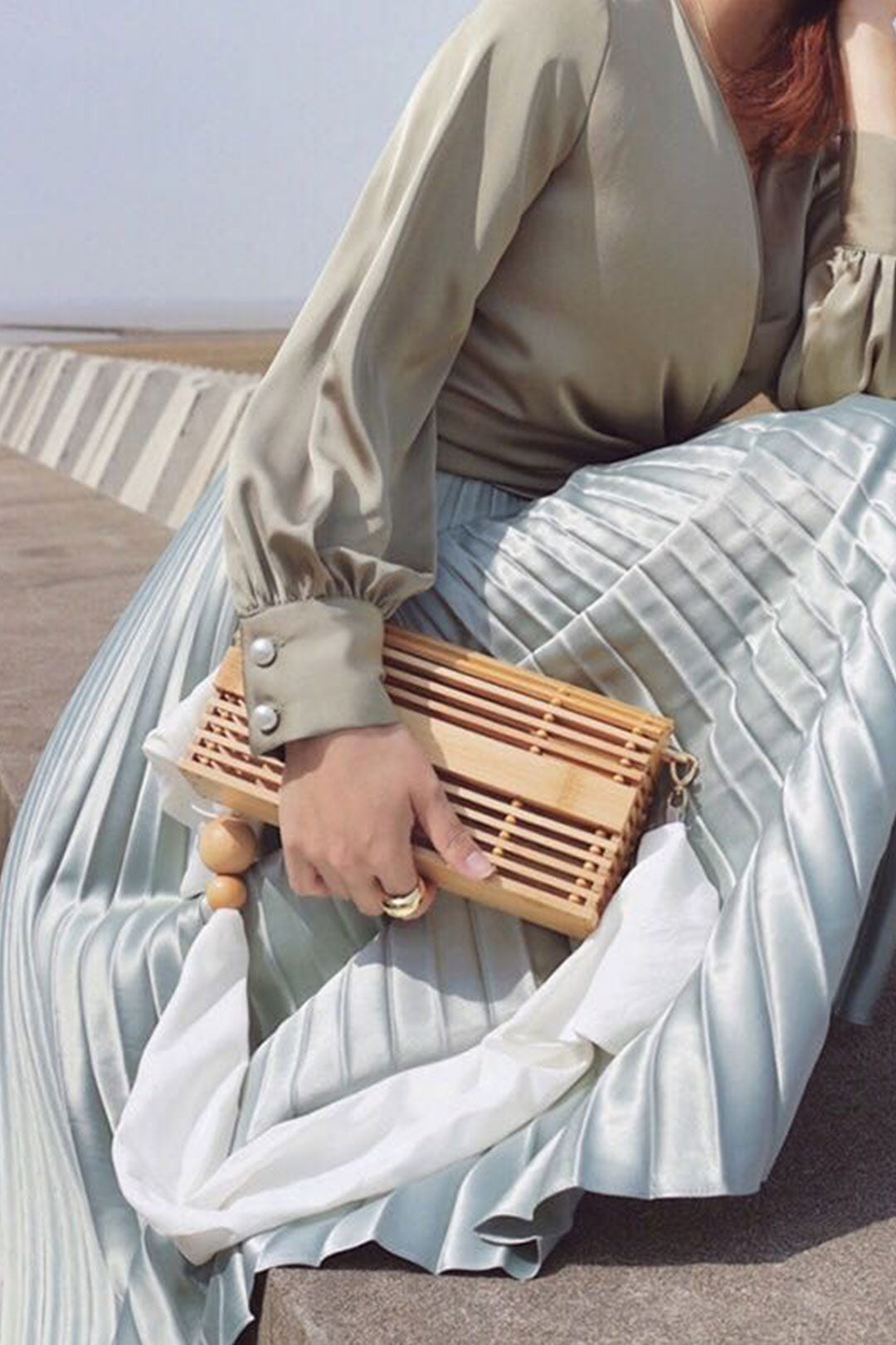 Boho Bag, Bamboo Bag, White Vacation