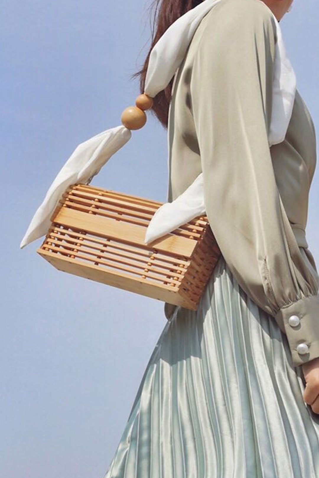 Boho Bag, Bamboo Bag, White Vacation