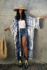 Boho Robe, Beach Cover up, Beach Robe, Green, Yellow, Pink and Blue Tie Dye Print