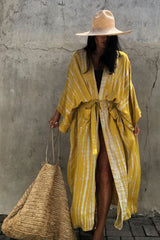 Boho Robe, Beach Cover up, Beach Robe, Green, Yellow, Pink and Blue Tie Dye Print