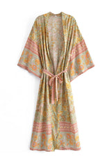 Boho Robe, Kimono Robe,  Beach Cover up, Green Sierra Lace