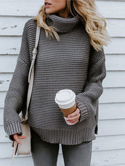 Women's Sweaters Solid Turtleneck Pullover Long Sleeve Sweater