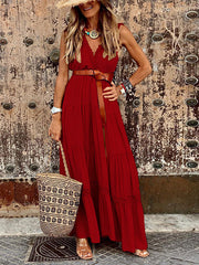 Women's Dresses Sling V-Neck Lace Panel Sleeveless Dress