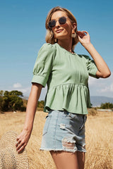 Boho Tops for Women, Boho Tops for Women, Boho Blouse, Crop Top, Green Olive