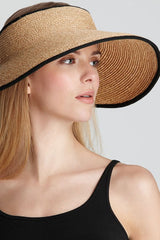 Boho Hat, Sun Hat, Beach Hat, Wide Brim Straw Hat 10 cm, Shade Visor Black Ribbon