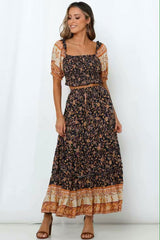 Boho Two Piece Set, Two Piece Skirt Set, Jasmine in Navy