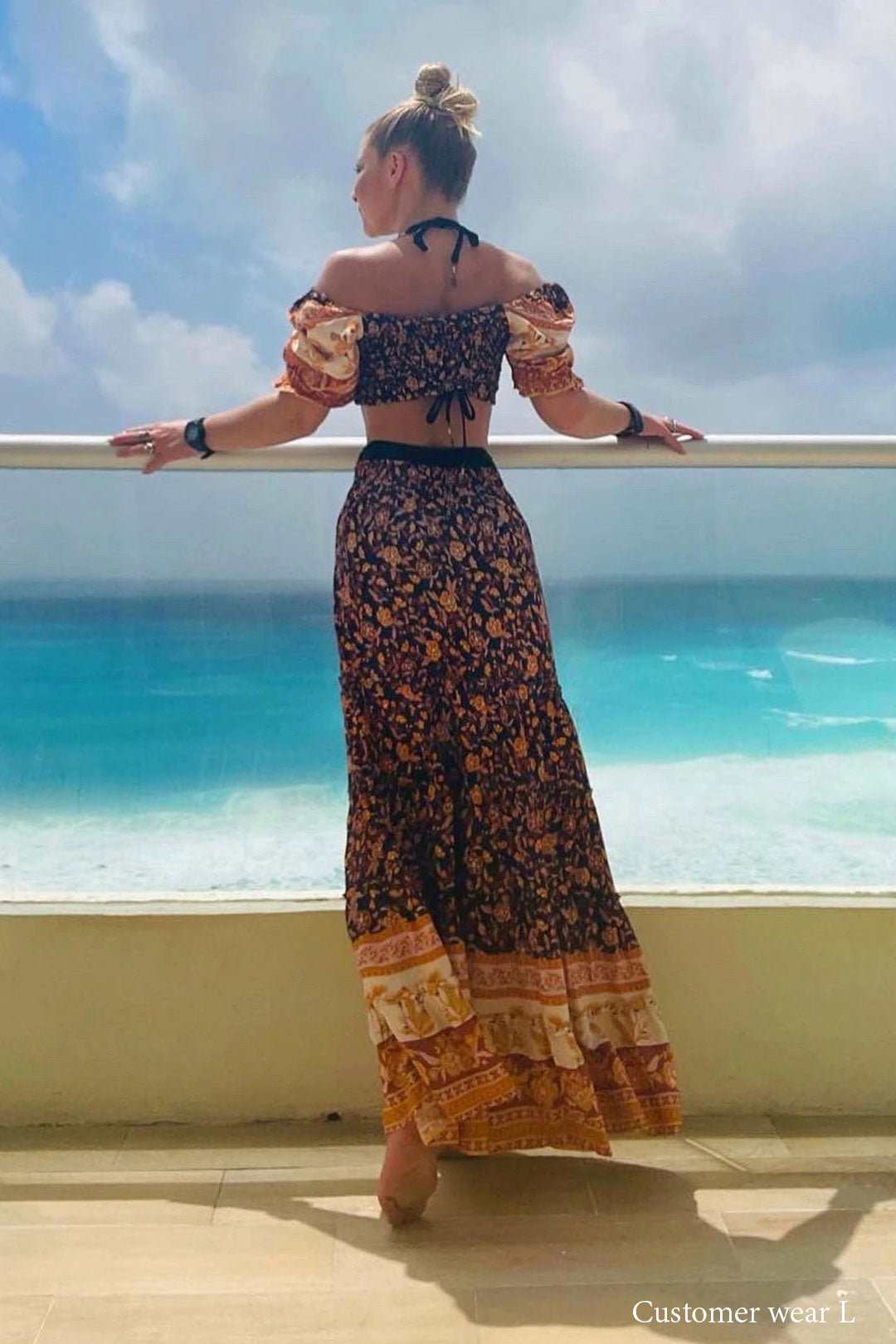 Boho Two Piece Set, Two Piece Skirt Set, Jasmine in Navy