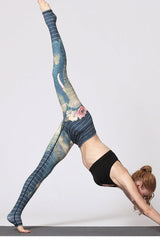 Yoga Legging, Yoga Pants, Boho Legging, Printed Tight, Bohemian Elephant in Gypsy Green