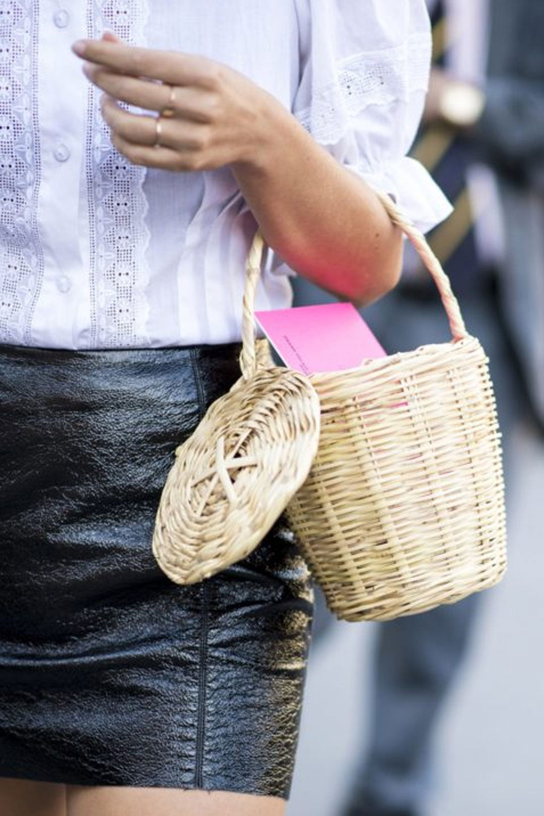 Boho Bag, Tattan Straw Bag, Mini Wicker Basket Bag, White Bow