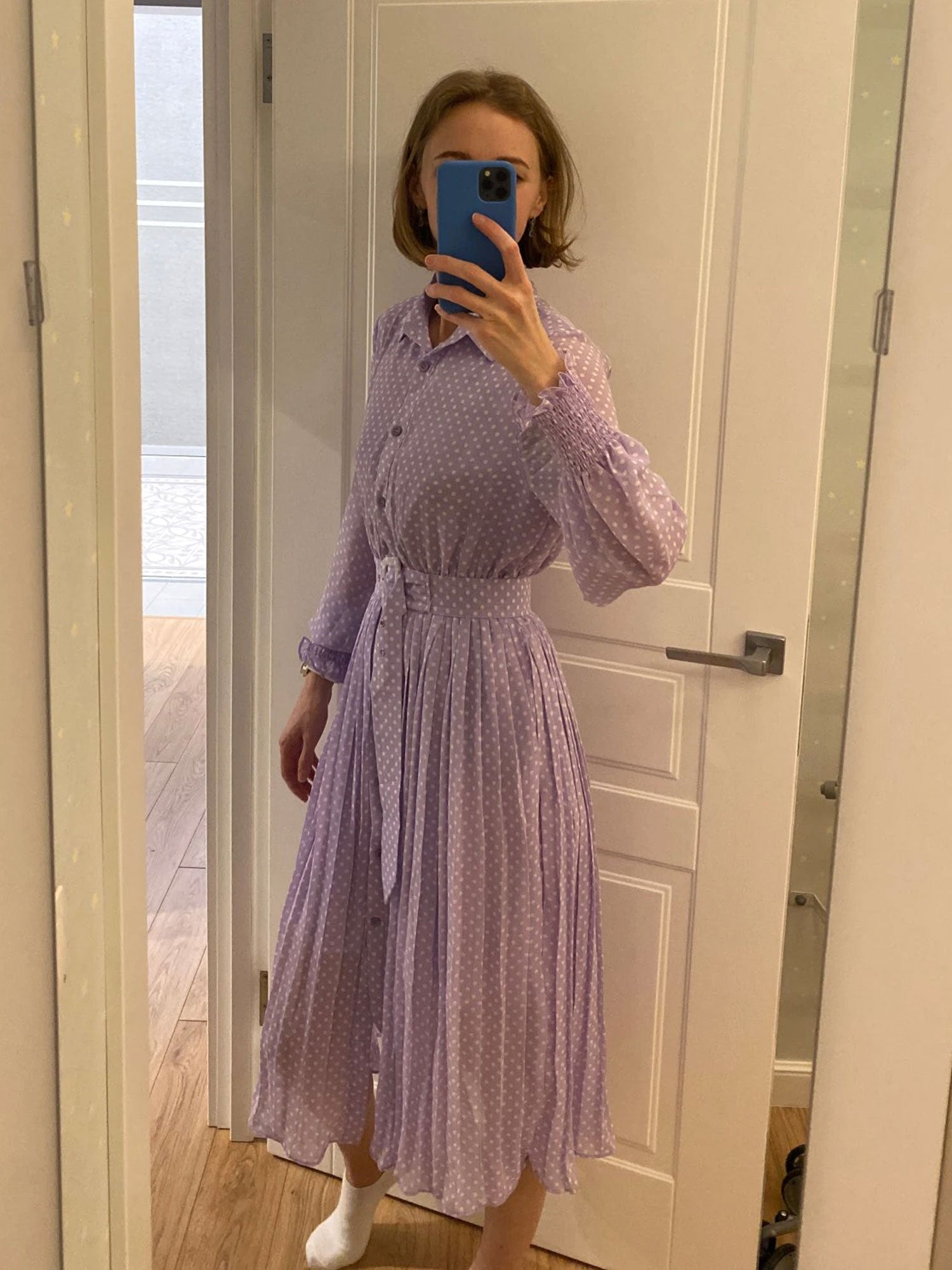 Vintage Dress, Boho Midi Dress, Dress, Shirt Dress, Molly Polka Dot in Red, Purple, Black and White