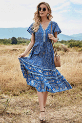 Midi Dress, Boho Dress, Sundress, Aubrey Eulalie in Yellow Pink and Green