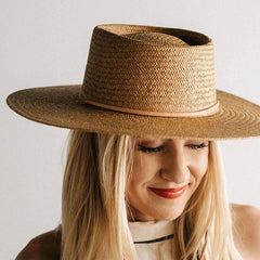 Boho Hat, Sun Hat, Beach Hat, Grass Fedora Hat, Hannah Sweet Caramel Brown