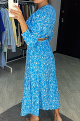 Vintage Two-Piece Set - Boho Matching Top and Skirt - Summer Vacation Sylvie Blue