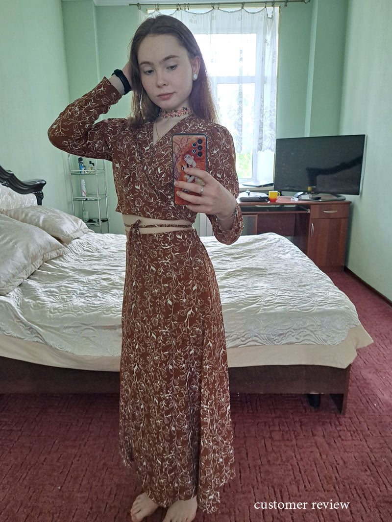 Vintage Two-Piece Set - Boho Matching Top and Skirt - Summer Vacation Sylvie Blue