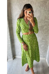 Vintage Two-Piece Set - Boho Matching Top and Skirt - Summer Vacation Sylvie Green