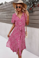 Boho Midi Dress, Sundress, Layla Red