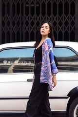 Boho Robe, Kimono Robe,  Beach Cover up, Blue Eclipse Flower