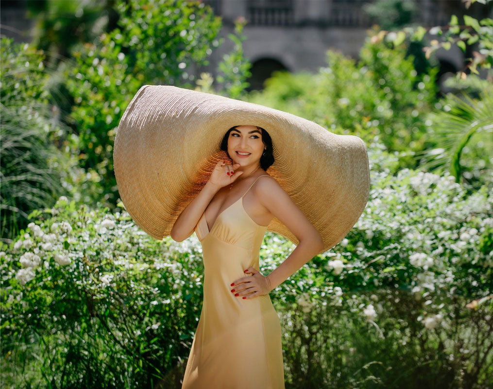 Boho Hat, Sun Hat, Beach Hat, Extra Large Wide Brim Straw Hat (45 cm)